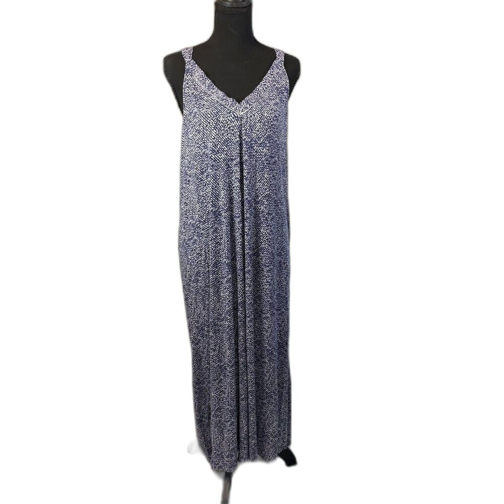Oscar de la Renta Pink Label Size XL Blue Dotted Sleepwear Nightgown Maxi Dress